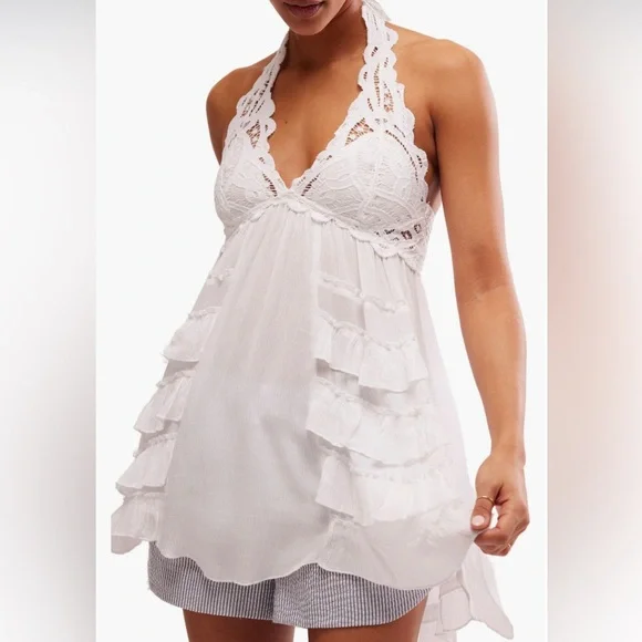 free people adella halter slip dress Free People Adella Maxi Slip - Lace Dress - Dress - Maxi Dress